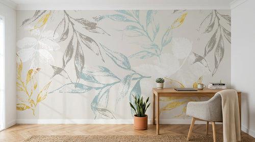 Design SK0115 — Papier peint Botanique Feuilles Dorées — Novomur