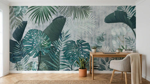 Design SK0158 — Papier peint Palmier Tropical Vert - Collection 1 — Novomur