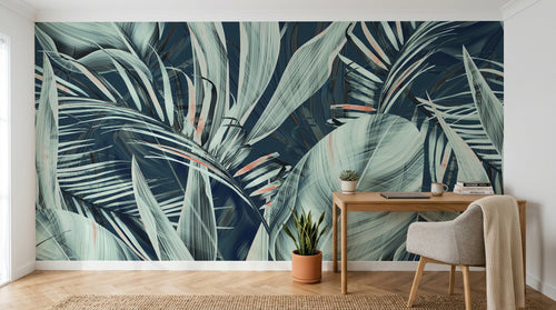 Design SK0176 — Papier peint Palmier Tropical Vert - Collection 2 — Novomur