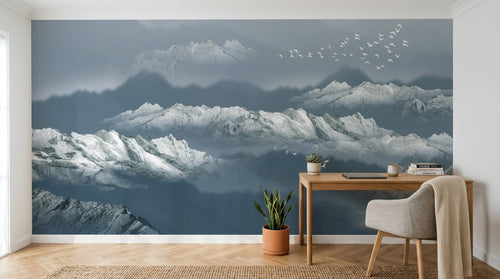 Design SK0177 — Papier peint Paysage Montagne Réaliste — Novomur