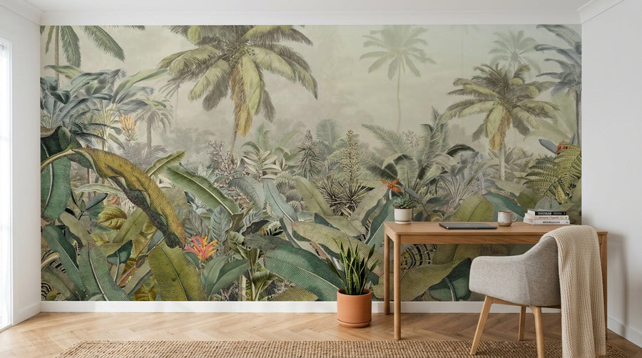 Design SK0265 — Papier peint Jungle Tropicale Dense Aquarelle — Novomur