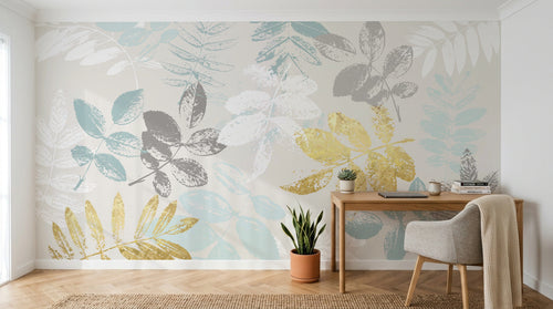 Design SK0594 — Papier peint Botanique Feuilles Dorées — Novomur