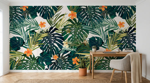 Design SK0856 — Papier peint Palmier Tropical Pop Art Vif — Novomur