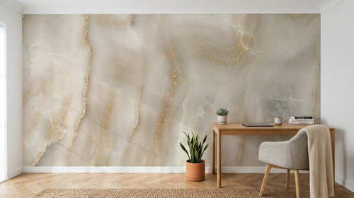 Design SL0023 — Papier peint Marbre onyx beige veines marron — Novomur
