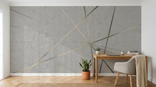 Design SL0075 — Papier peint Lignes cuivrees fond beton — Novomur