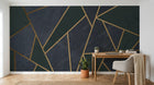 Design SL0128 — Papier peint Triangles bleu marine dores art deco — Novomur