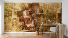Design SL0180 — Papier peint Collage journal grunge jaune marron — Novomur