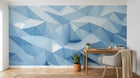 Design SL0207 — Papier peint Polygones 3D bleu pale low poly — Novomur