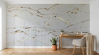 Design SL0268 — Papier peint Lignes ondulantes marron dore minimaliste — Novomur