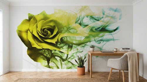 Design SL0269 — Papier peint Rose jaune fumee coloree abstrait — Novomur
