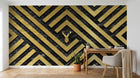 Design SL0270 — Papier peint Losanges or noir tete cerf doree — Novomur
