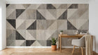 Design SL0284 — Papier peint Triangles gris beige textile lin — Novomur