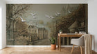 Design SL0292 — Papier peint Rue europeenne vintage pigeons brume — Novomur