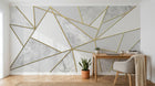 Design SL0293 — Papier peint Marbre triangles dores fond blanc luxe — Novomur