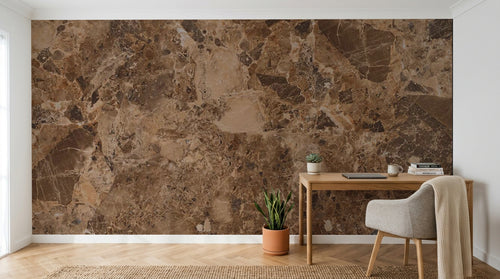 Design SL0383 — Papier peint Marbre Emperador marron veines — Novomur