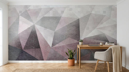 Design SL0391 — Papier peint Triangles gris rose grunge superposes — Novomur