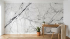 Design SL0394 — Papier peint Marbre Carrara blanc veines grises classique — Novomur