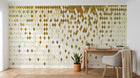 Design SL0475 — Papier peint Losanges dores fond blanc paillettes — Novomur