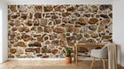 Design SL0494 — Papier peint Mur pierres rustiques marron beige — Novomur
