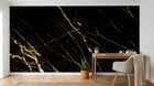 Design SL0585 — Papier peint Marbre noir Portoro veines dorees — Novomur