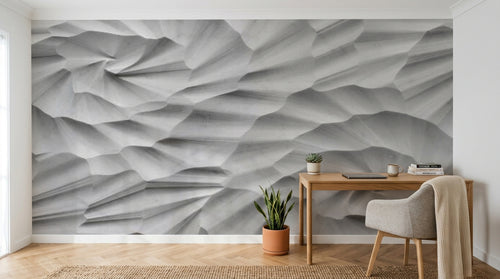 Design SL0607 — Papier peint Relief 3D blanc plisse origami — Novomur