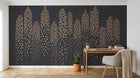 Design SL0611 — Papier peint Gratte-ciel fenetres dorees fond gris fonce — Novomur