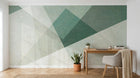 Design SL0682 — Papier peint Triangles bleu vert blanc grunge facette — Novomur