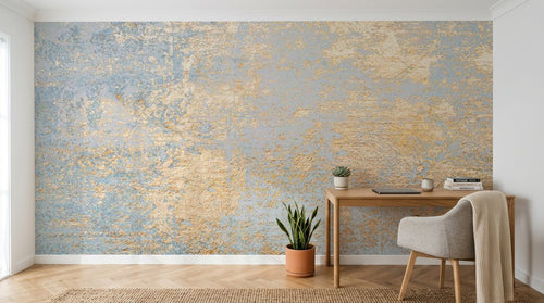 Design SL0687 — Papier peint Texture or bleu pastel eclaboussures grunge — Novomur