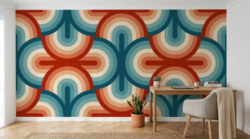 Design SL0724 — Papier peint Cercles concentriques retro 70s — Novomur
