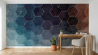 Design SL0734 — Papier peint Hexagones grunge degradient connexions — Novomur