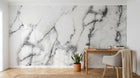 Design SL0823 — Papier peint Marbre Carrara blanc veines douces — Novomur