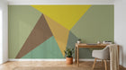 Design SL0832 — Papier peint Triangles vert sauge jaune fond vert — Novomur