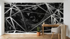 Design SL0857 — Papier peint Triangles 3D noir argent facettes — Novomur