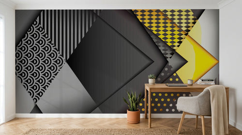 Design ZX0487 — Papier peint Art Abstrait Bauhaus Beige - Collection 1 — Novomur