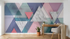 Design ZX0517 — Papier peint Triangles marbre rose bleu pastel — Novomur