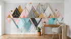 Design ZX0520 — Papier peint Triangles rose marbre dore montagne 3D — Novomur