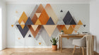 Design ZX0522 — Papier peint Triangles orange marbre montagne 3D — Novomur