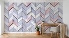 Design ZX0523 — Papier peint Chevron 3D blanc rose dores luxe — Novomur