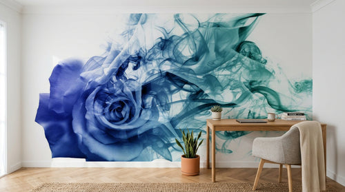 Design ZX0540 — Papier peint Rose bleue fumee tourbillon abstrait — Novomur