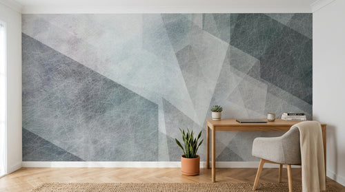 Design ZX0697 — Papier peint Triangles gris bleu grunge superposes — Novomur