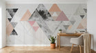 Design ZX0746 — Papier peint Triangles aquarelle gris rose beige — Novomur