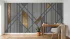 Design ZX0772 — Papier peint Triangles dores bois patterns beton luxe — Novomur
