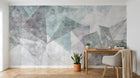 Design ZX0783 — Papier peint Triangles gris turquoise grunge filaires — Novomur