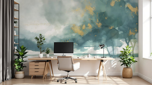 Design A0005 — Papier peint Coups de Pinceau et Aquarelle Libre — Novomur