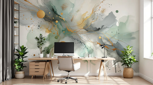 Design A0035 — Papier peint Coups de Pinceau et Aquarelle Libre — Novomur