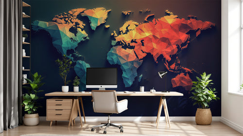 Design A0581 — Papier peint Carte du Monde — Novomur