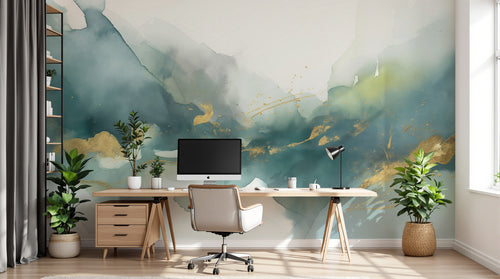Design A0933 — Papier peint Coups de Pinceau et Aquarelle Libre — Novomur