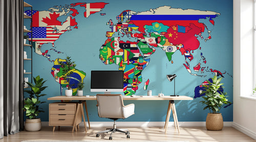 Design SD0368 — Papier peint Carte du Monde — Novomur