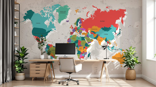 Design SK0450 — Papier peint Carte du Monde — Novomur