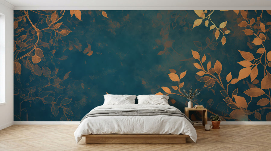 Design A0015 — Papier peint Botanique Feuilles Dorées — Novomur